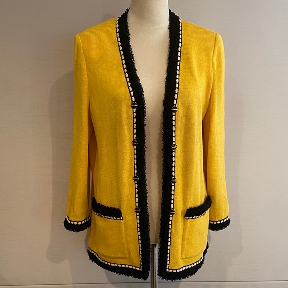 St. John Collection Yellow Blazer with Black Accents - Picture 3 of 10